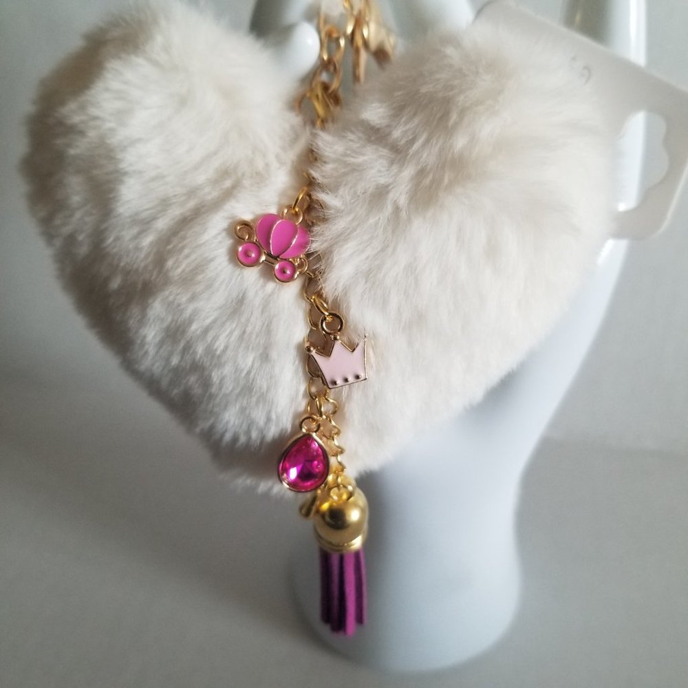 Heart Pom Pom Keychain with Charms - Picture 2 of 6